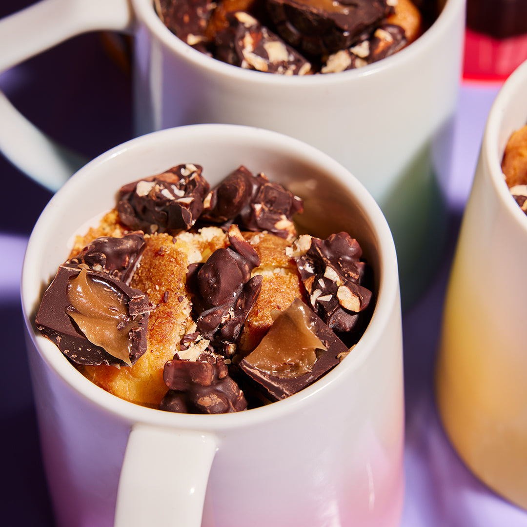 Caramel Almond Chocolate Mug Cake niagarachocolates