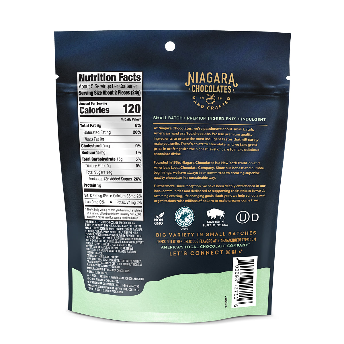 Jasmine Vanilla Matcha Milk Chocolate Cups (4.1oz Bag