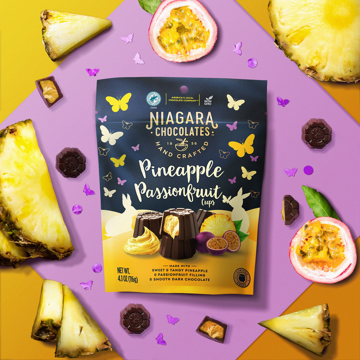 Dark Chocolate Pineapple Passionfruit Cups (4.1oz Bag) niagarachocolates