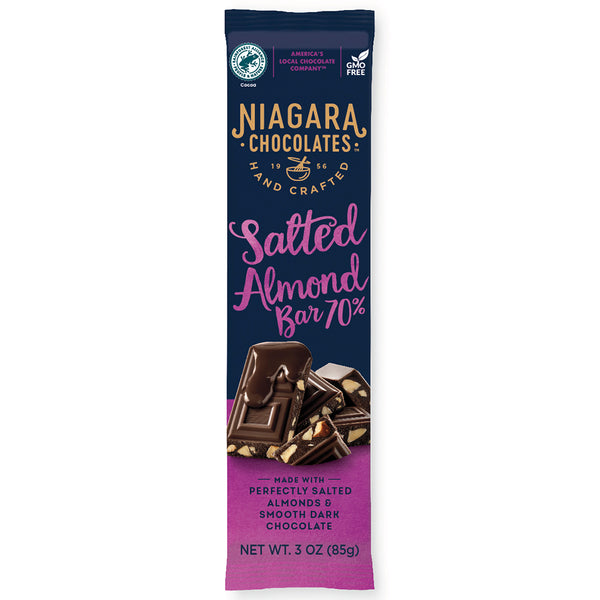 70% Dark Chocolate 3oz Salted Almond Bar