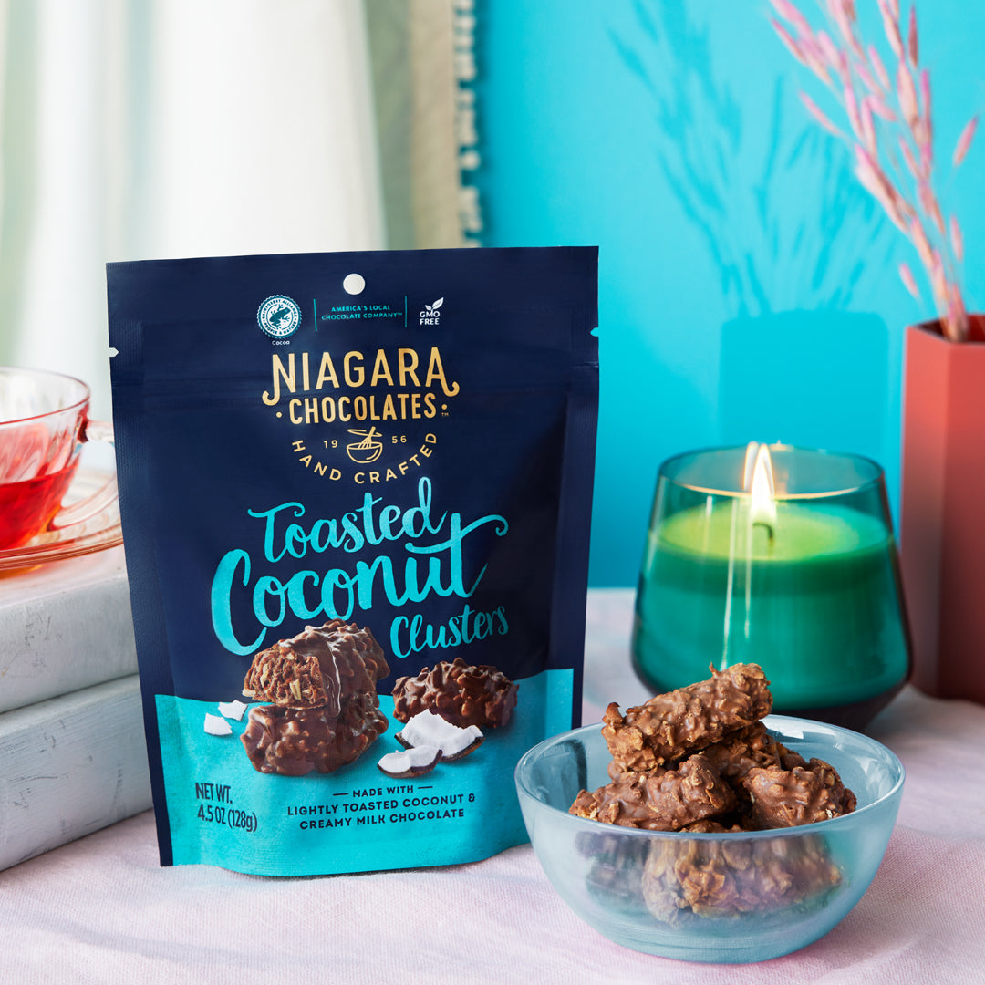Milk Chocolate & Toasted Coconut Clusters | Niagara Chocolates