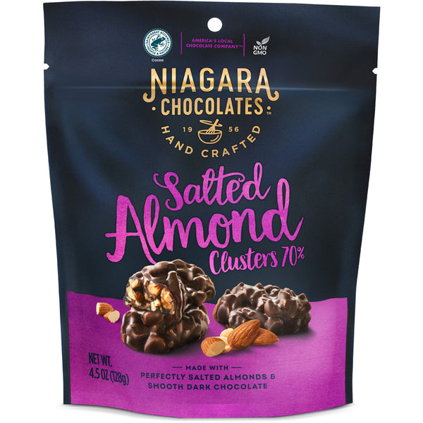70% Dark Chocolate Salted Almond Clusters (4.5oz Bag)