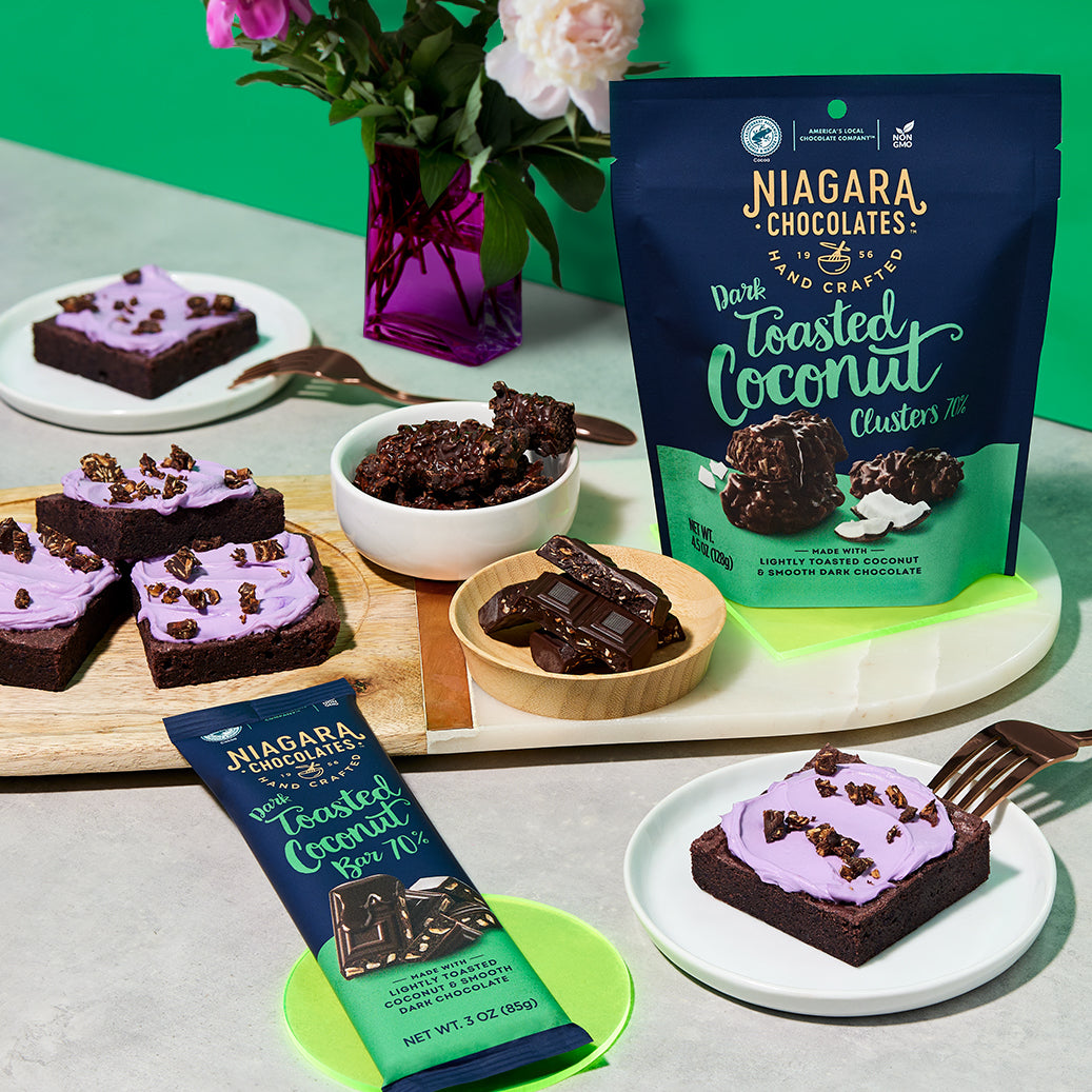 Dark Choc Coconut Ube Brownies niagarachocolates